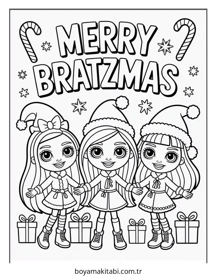 Bratz boyama sayfası – çizgi film temalı, basit çizim