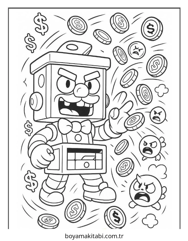 Brawl Stars boyama sayfası – sevimli karakter, sanatsal çalışma