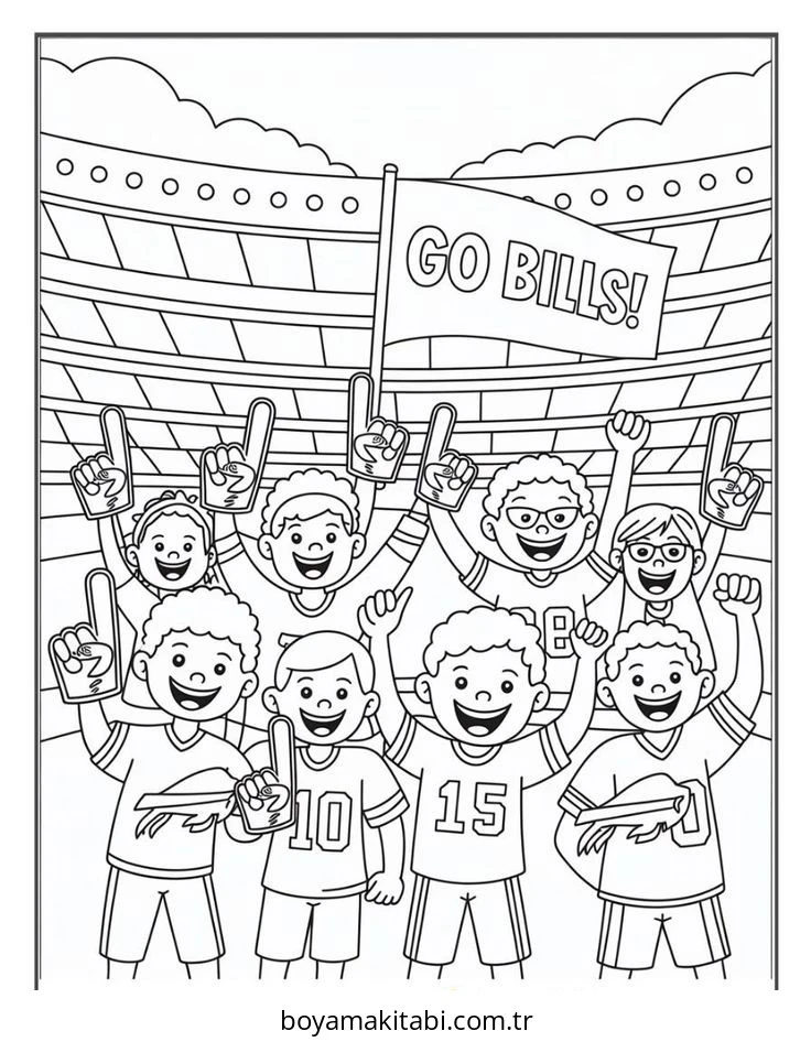 Buffalo Bills boyama sayfası – el becerilerini geliştirir, boyama çalışması