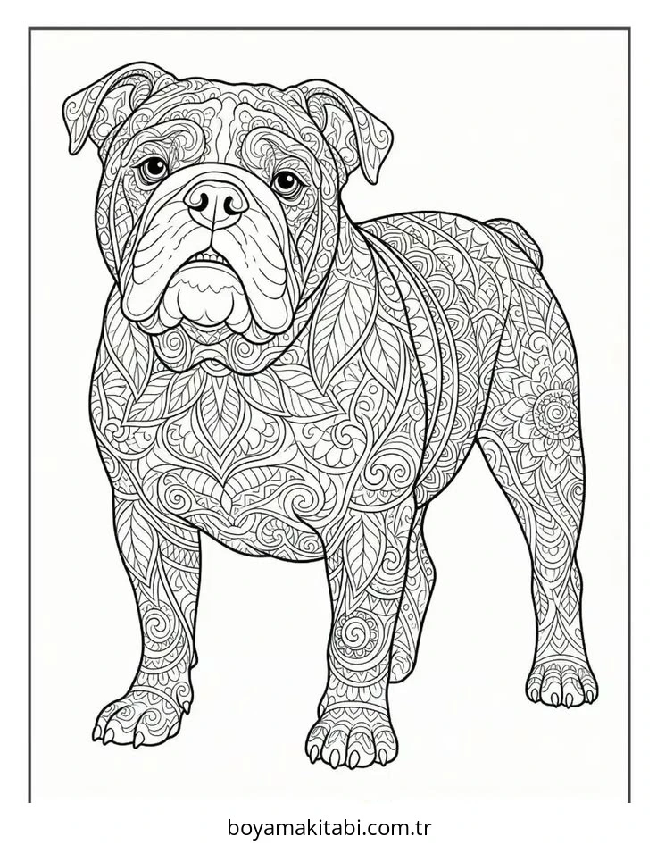 Bulldog boyama sayfası – eğlenceli etkinlik, el becerilerini geliştirir
