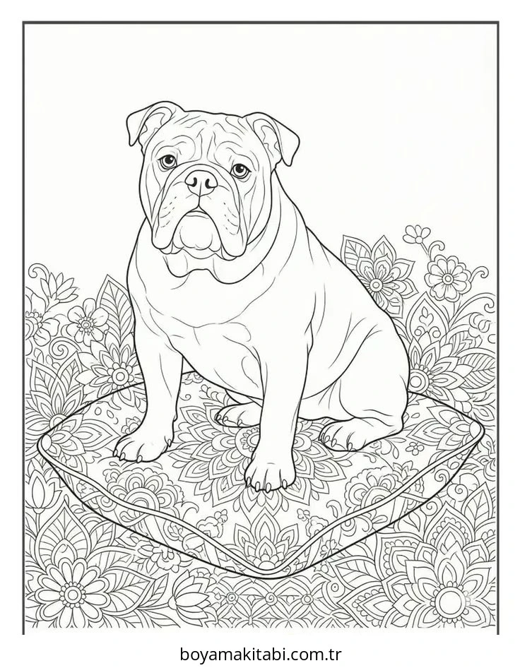Bulldog boyama sayfası – boyama etkinliği, çocuk aktivitesi