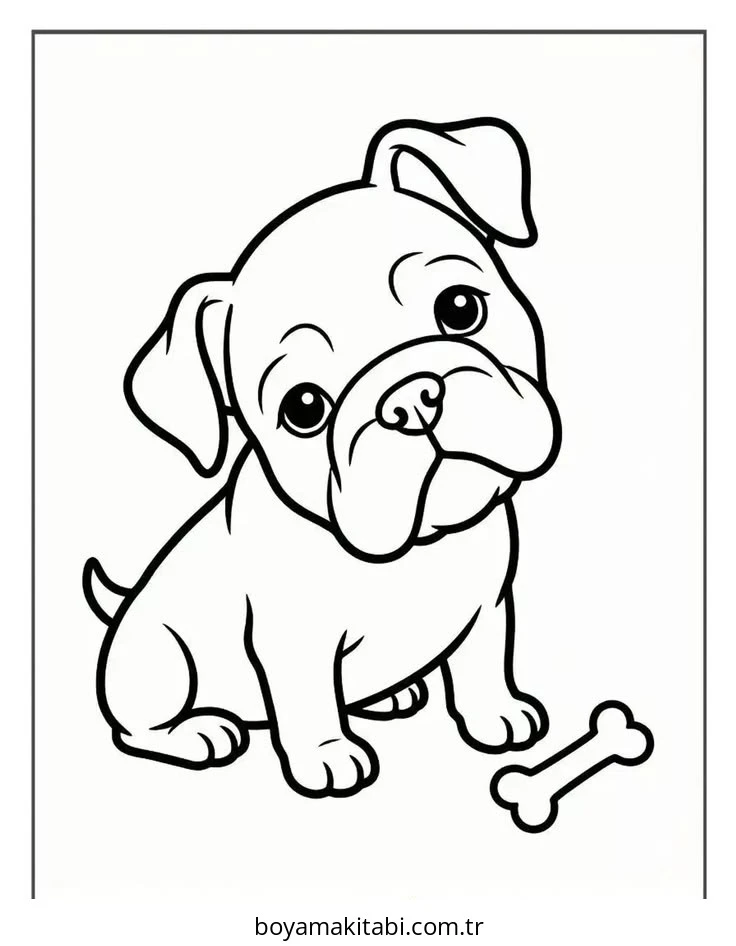 Bulldog boyama sayfası – sevimli karakter, sanatsal çalışma