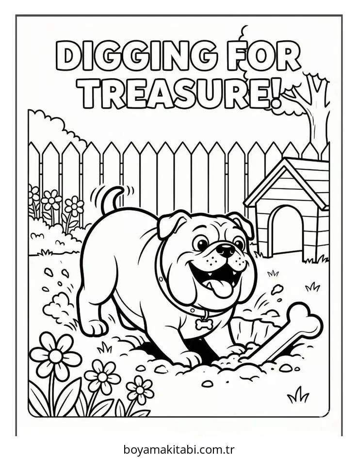 Bulldog boyama sayfası – el becerilerini geliştirir, boyama çalışması
