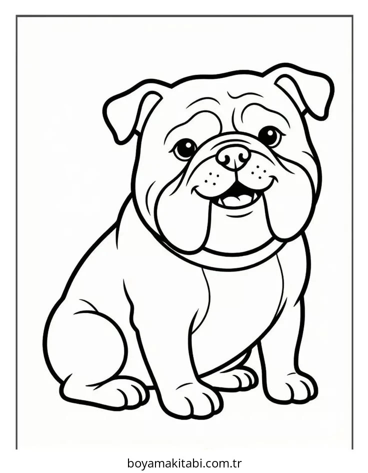 Bulldog boyama sayfası – evde etkinlik, ücretsiz yazdır