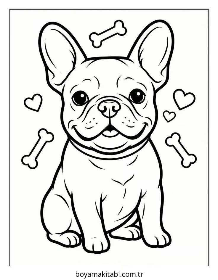 Bulldog boyama sayfası – çocuk aktivitesi, PDF indir