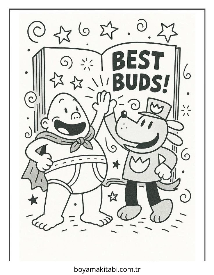 Captain Underpants boyama sayfası – basit çizim, kolay boyama