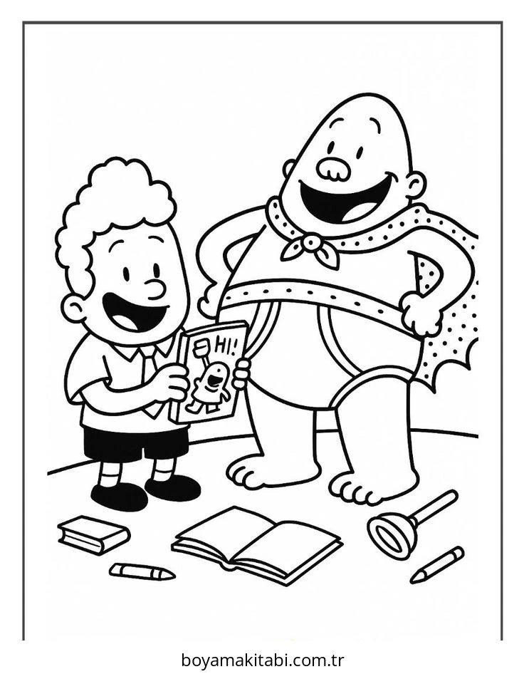 Captain Underpants boyama sayfası – yaratıcılık, eğlenceli etkinlik