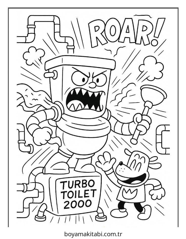 Captain Underpants boyama sayfası – PDF indir, sevimli karakter