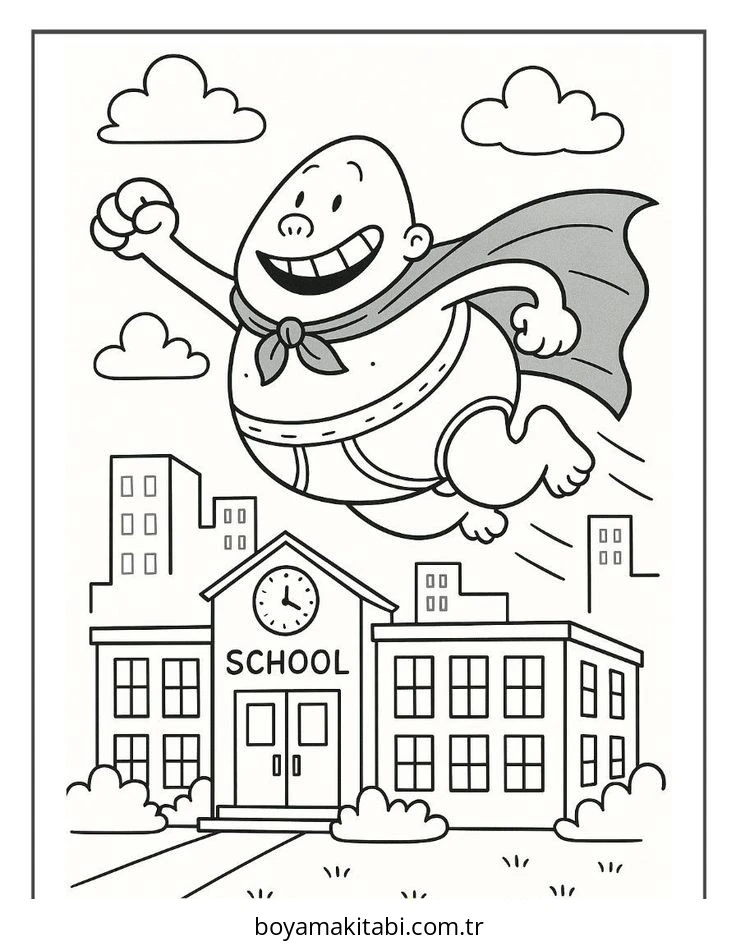 Captain Underpants boyama sayfası – yaratıcılığı geliştirir, keyifli zaman