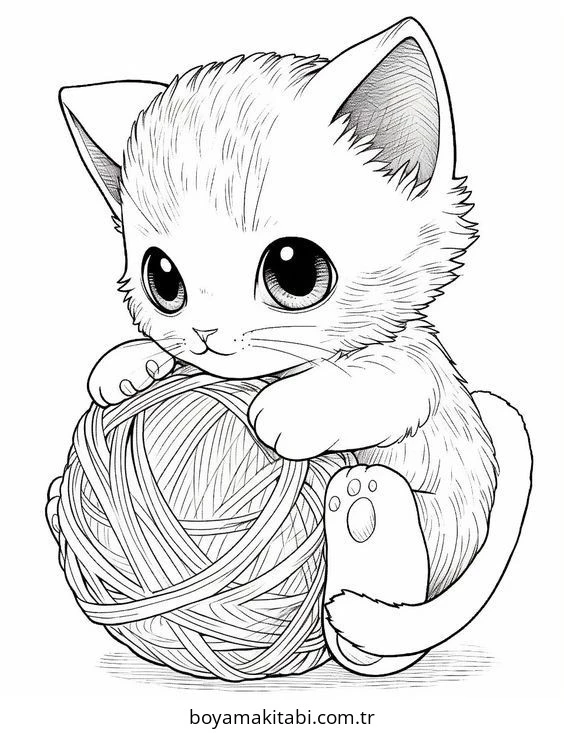 Kedi boyama sayfası #575 – günlük etkinlik önerisi, kolay boyama