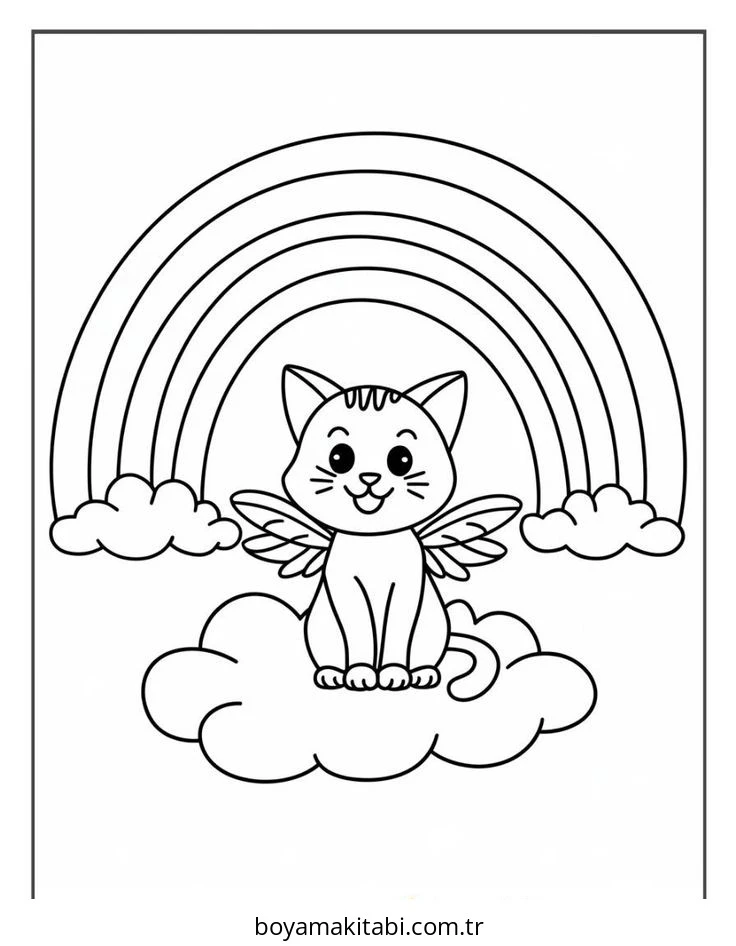 Kedi boyama sayfası #583 – eğlenceli etkinlik, el becerilerini geliştirir