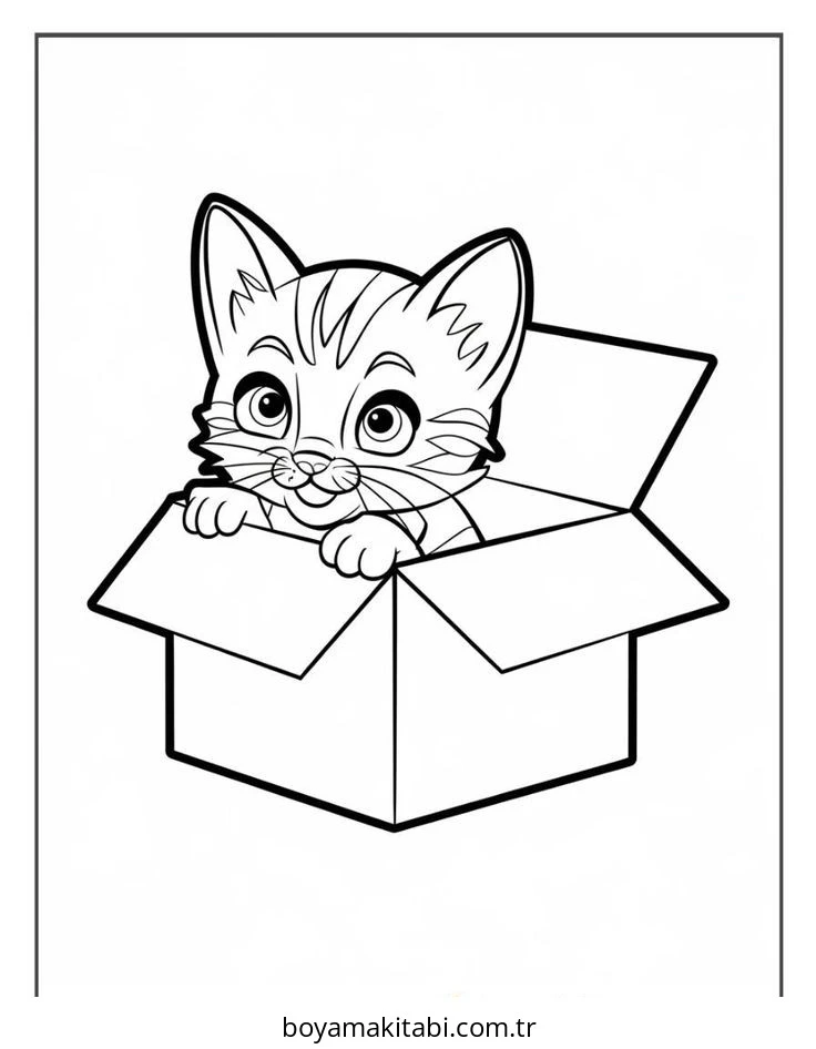 Kedi boyama sayfası #598 – renkli çizimler, dikkat ve odaklanma geliştirir