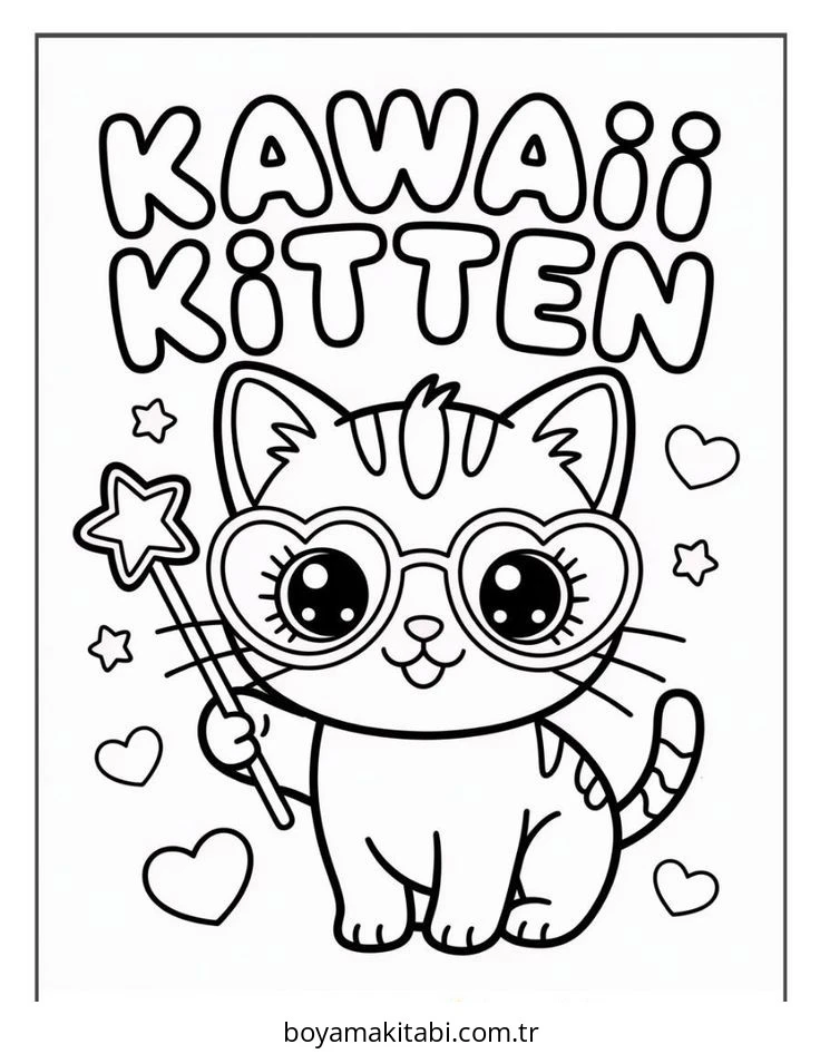 Kedi boyama sayfası #605 – dikkat ve odaklanma geliştirir, A4 baskıya uygun