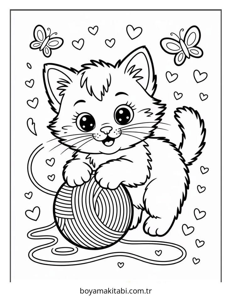 Kedi boyama sayfası #608 – renk bilgisini öğretir, günlük etkinlik önerisi