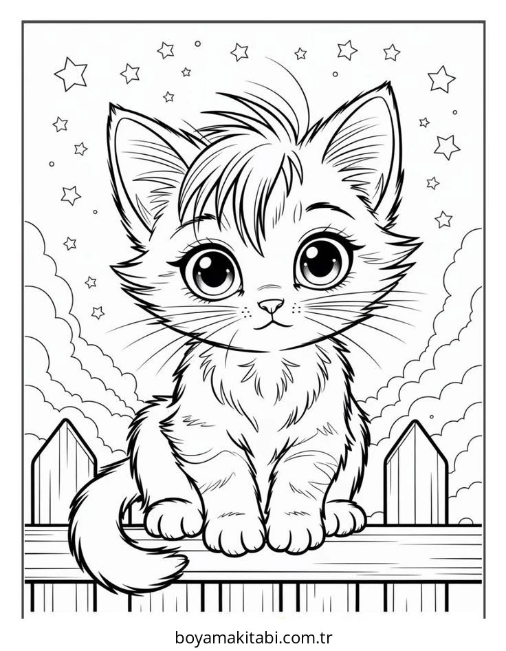 Kedi boyama sayfası #610 – ekran süresine alternatif, çocuklarla kaliteli zaman