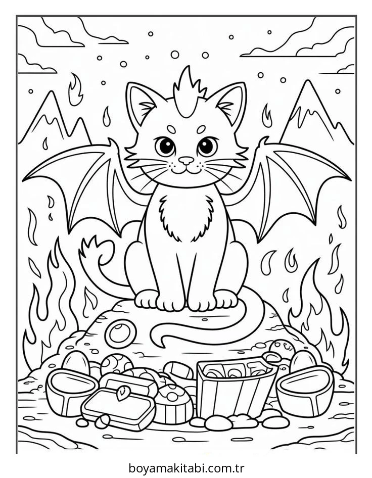 Kedi boyama sayfası #611 – kolay indirilebilir, eğlenceli öğrenme deneyimi