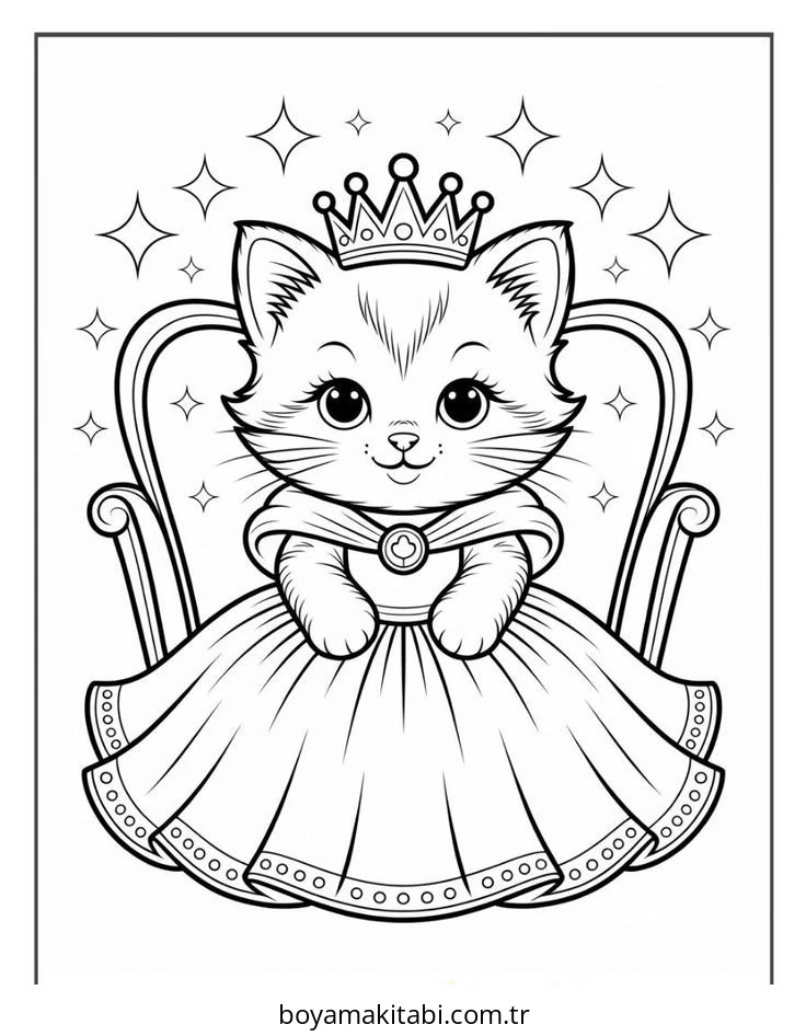 Kedi boyama sayfası #613 – mürekkep tasarrufu sağlar, PDF indir