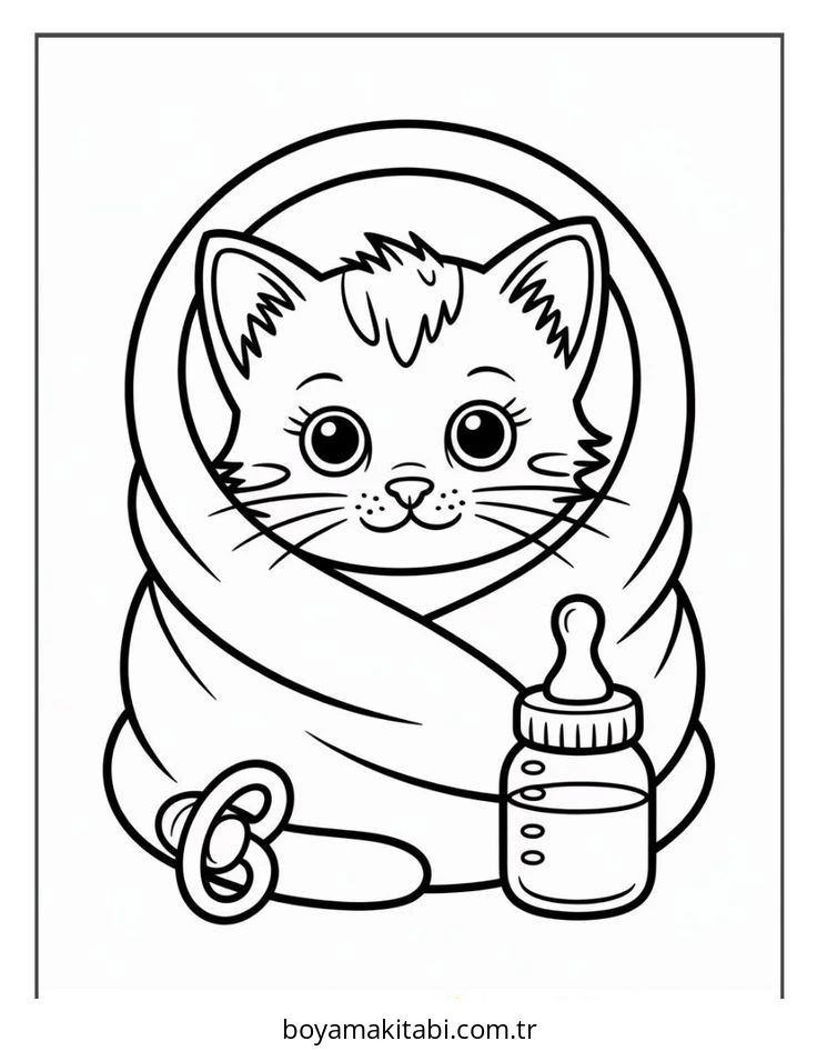 Kedi boyama sayfası #622 – kolay boyama, eğitici aktivite