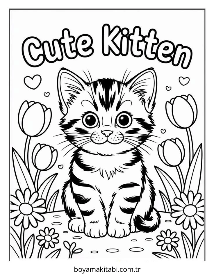 Kedi boyama sayfası #623 – eğlenceli etkinlik, el becerilerini geliştirir