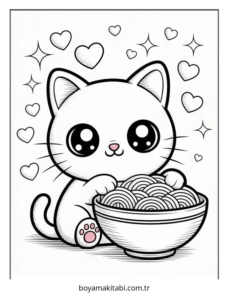 Kedi boyama sayfası #629 – eğitici aktivite, yaratıcılık