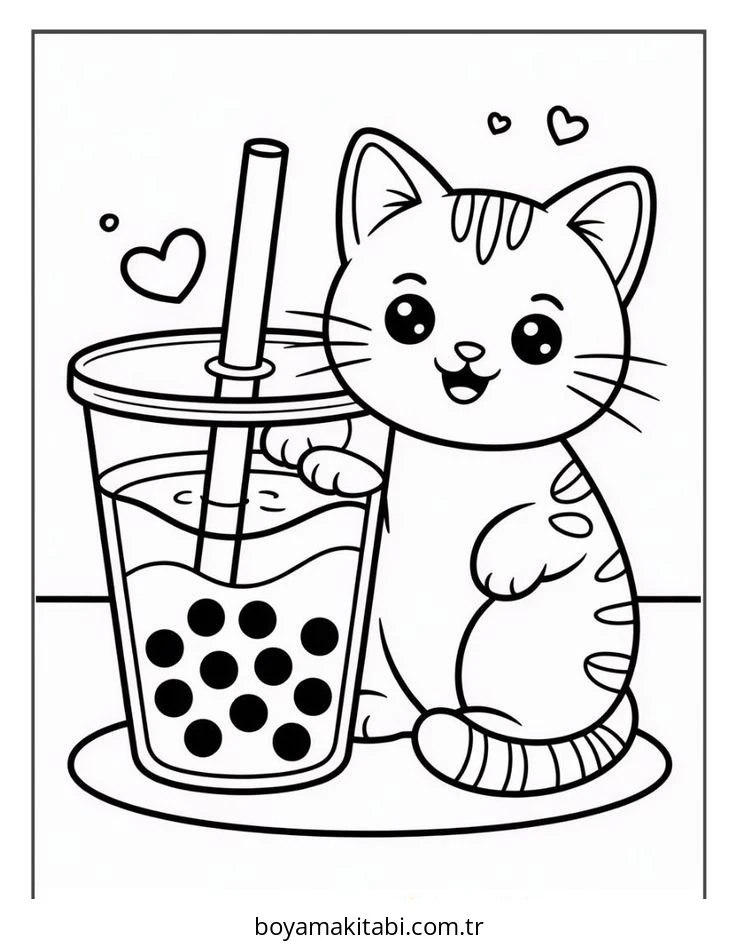 Kedi boyama sayfası #630 – el becerilerini geliştirir, boyama çalışması