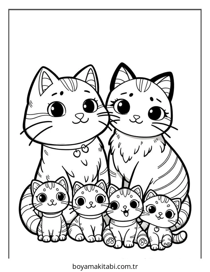 Kedi boyama sayfası #636 – yaratıcılık, doğum günü partisi aktivitesi