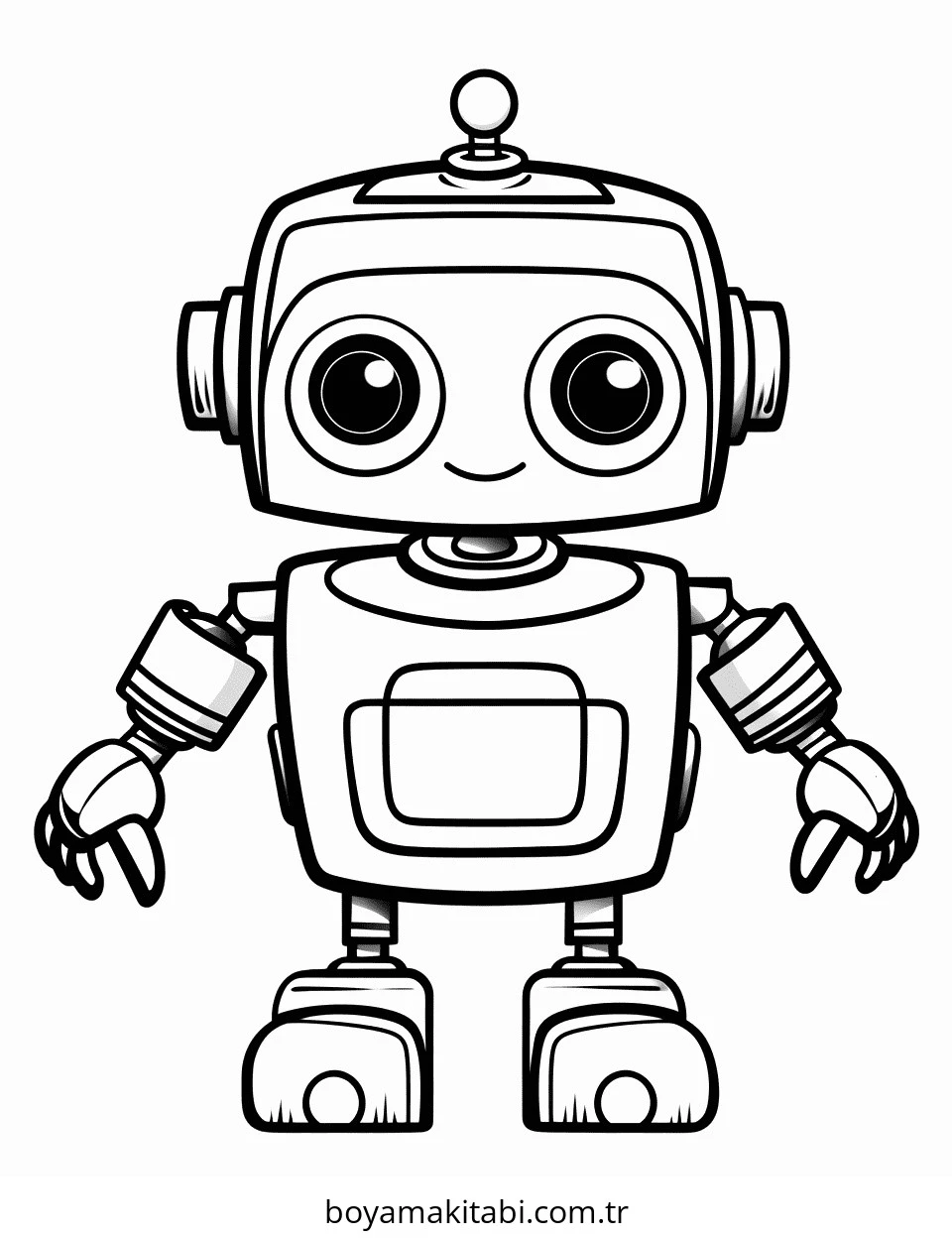 Robot boyama sayfası – sevimli karakter, sanatsal çalışma