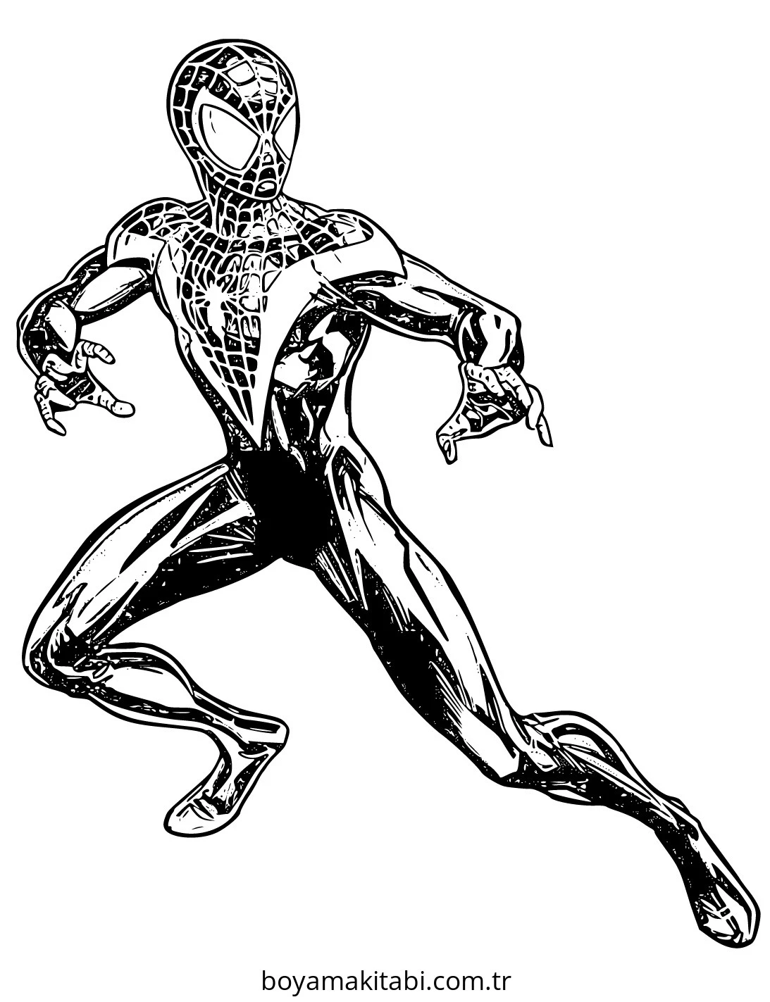 Spiderman boyama sayfası – basit çizim, kolay boyama