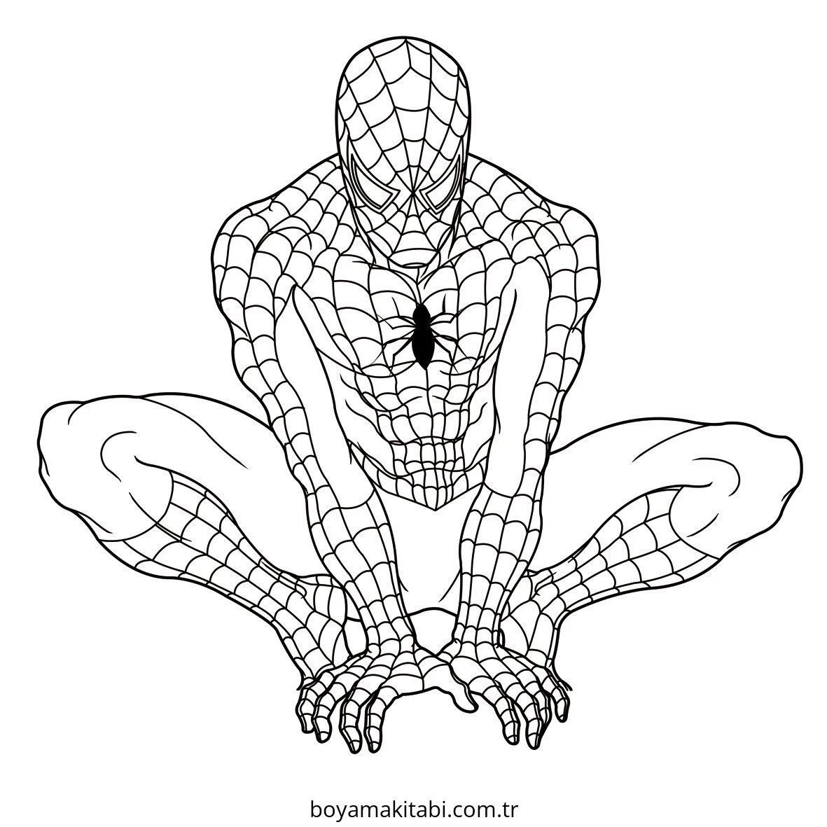 Spiderman boyama sayfası – sevimli karakter, sanatsal çalışma
