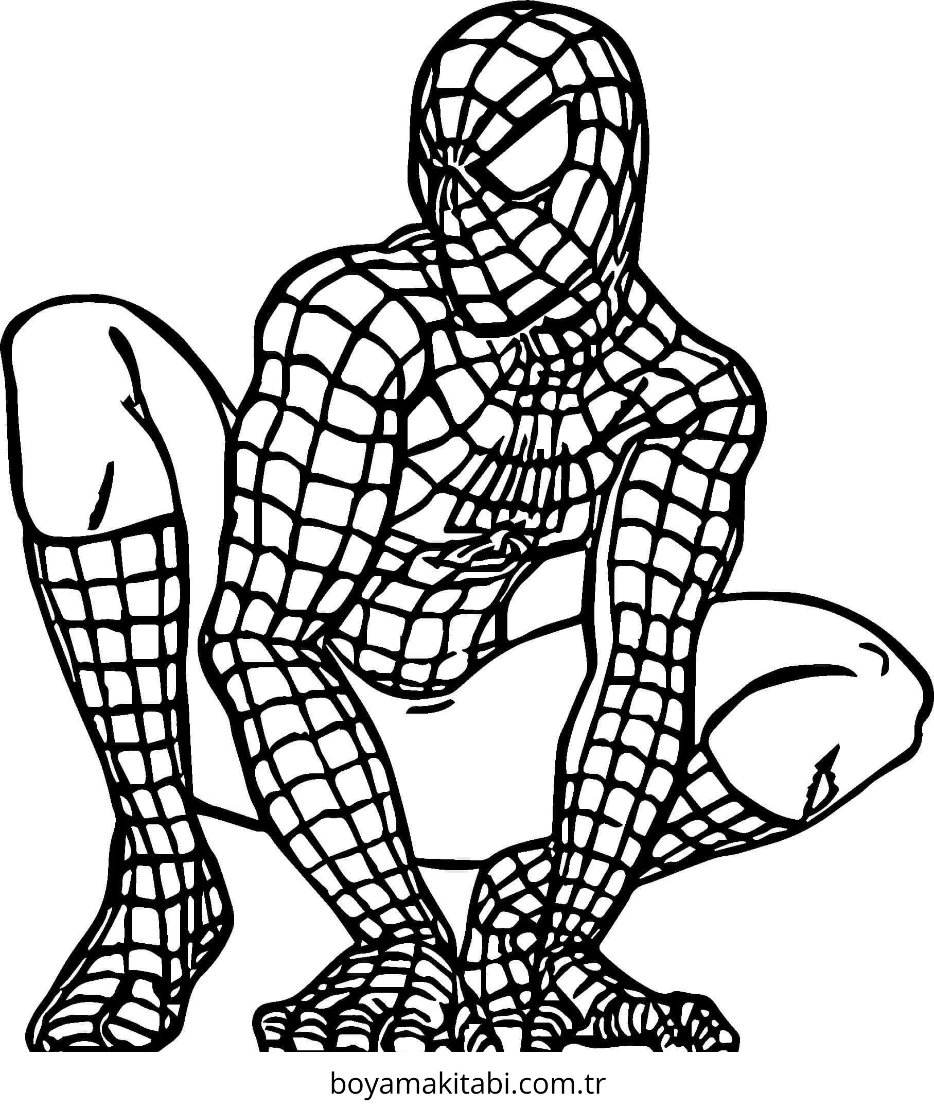 Spiderman boyama sayfası – çizgi film temalı, basit çizim