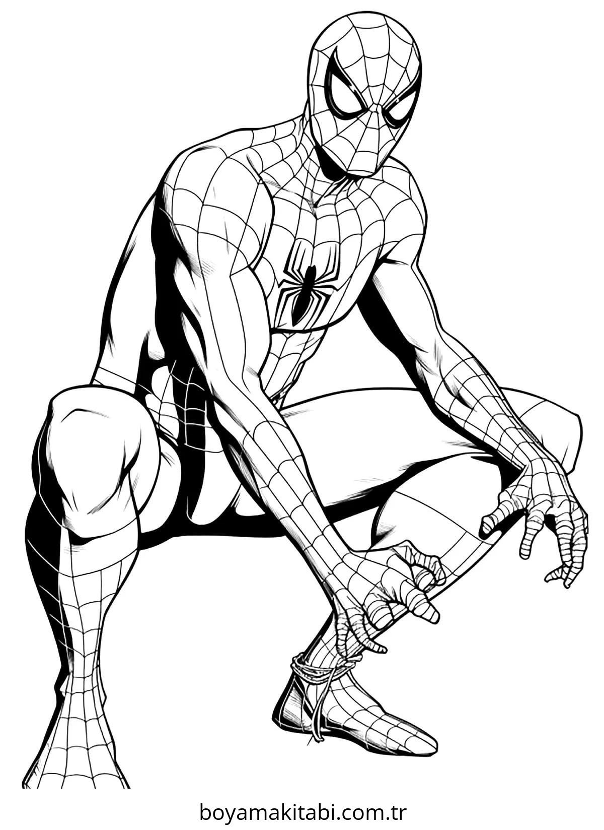 Spiderman boyama sayfası – PDF indir, sevimli karakter