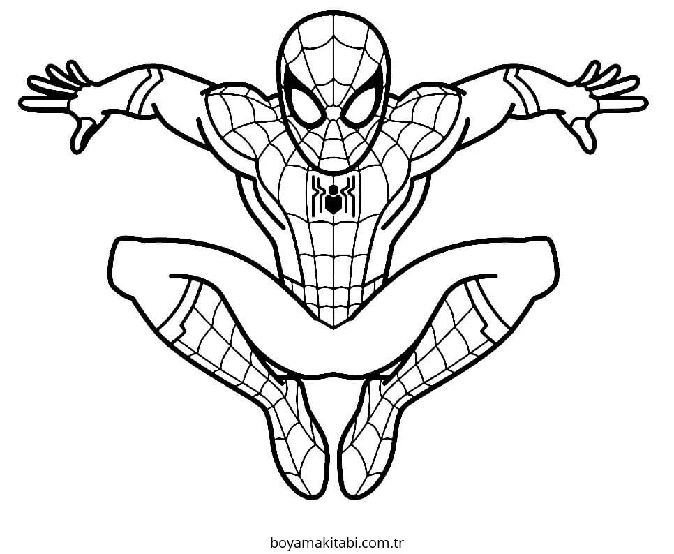 Spiderman boyama sayfası – sevimli karakter, sanatsal çalışma