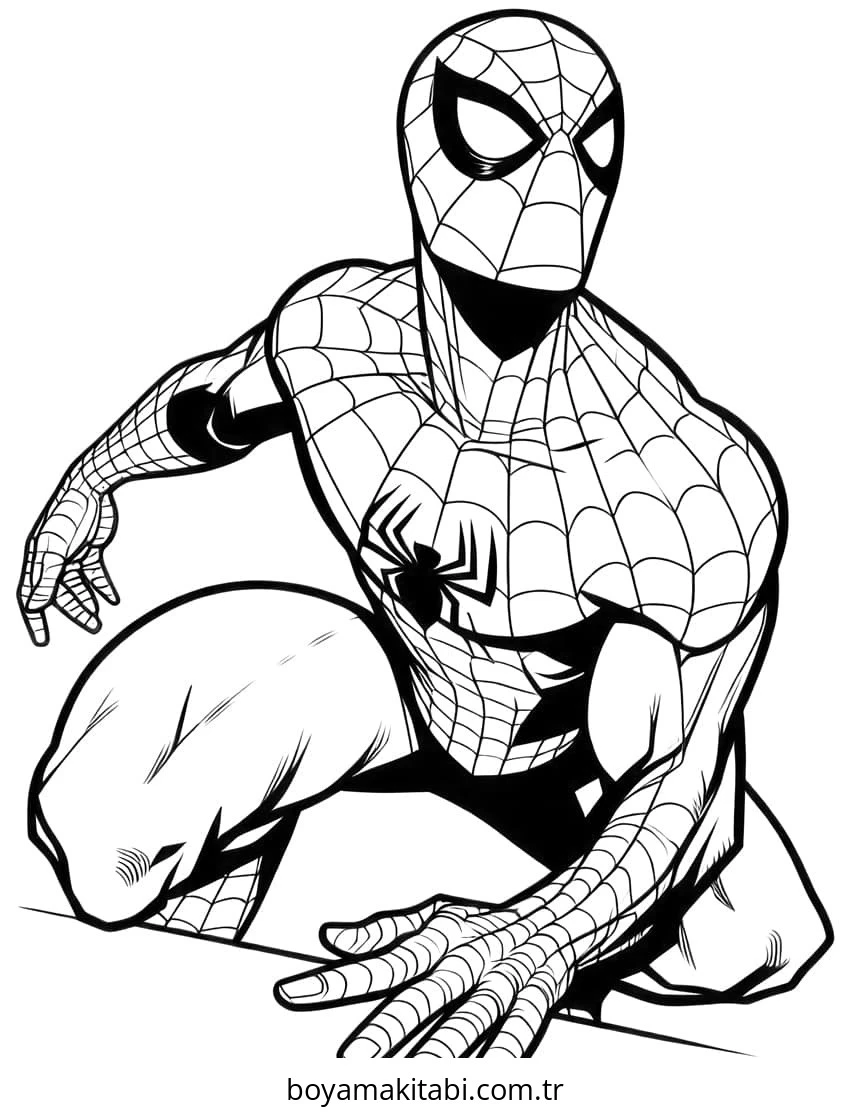 Spiderman boyama sayfası – basit çizim, kolay boyama