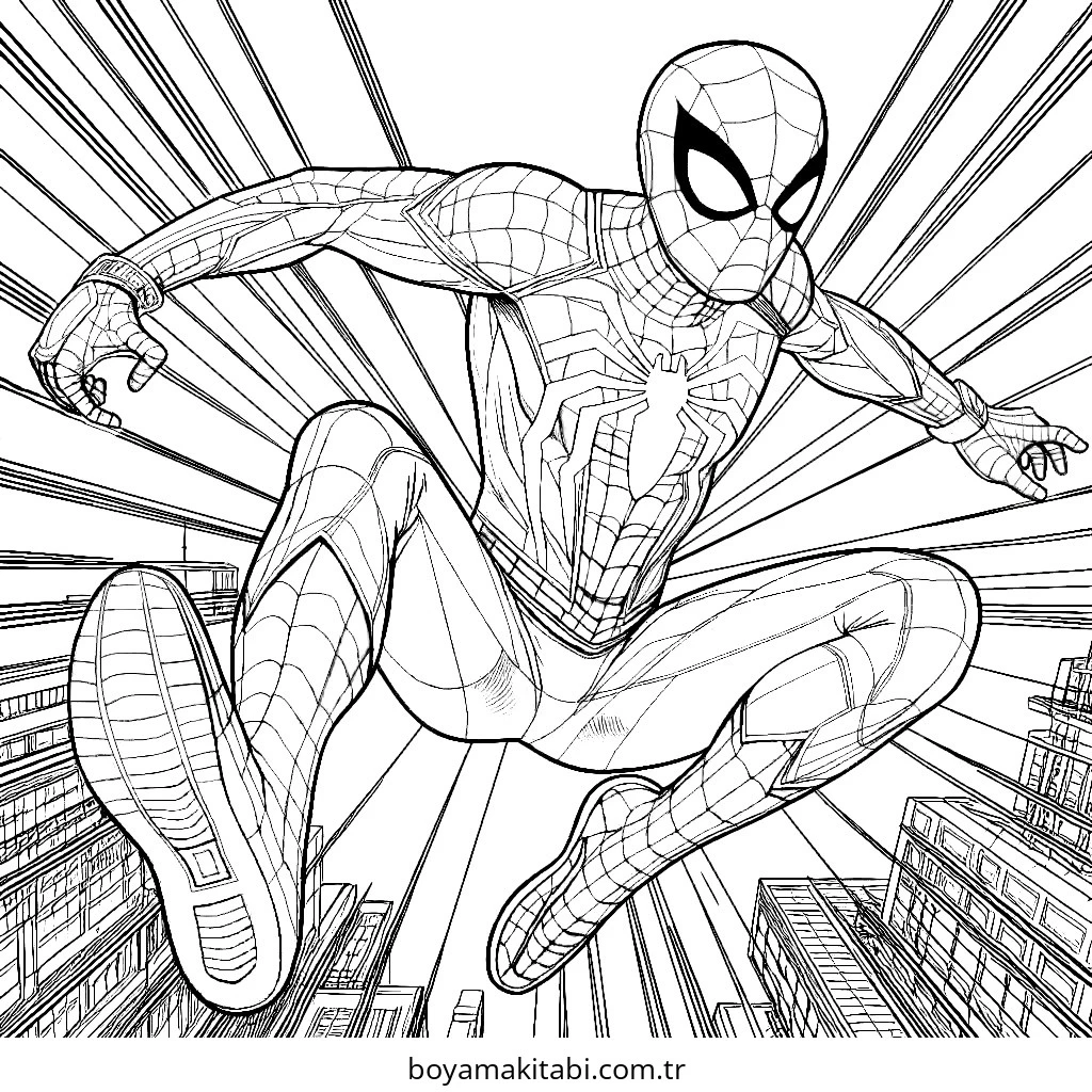 Spiderman boyama sayfası – renkli çizimler, okul öncesi