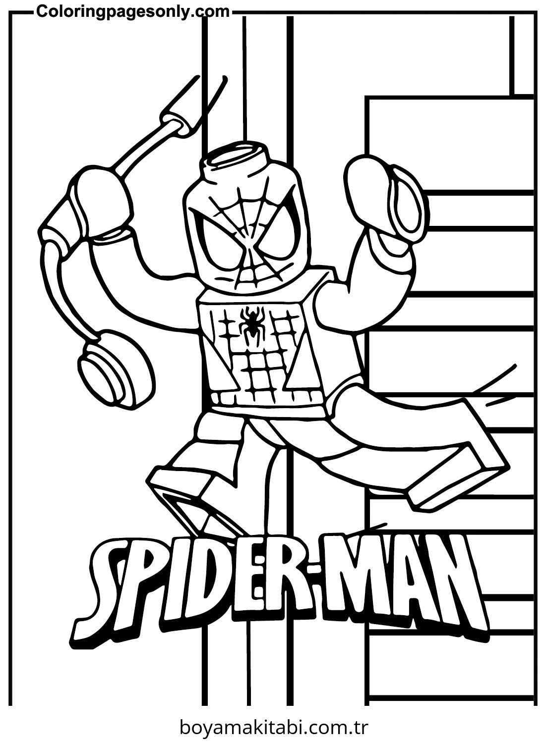 Spiderman boyama sayfası – PDF indir, sevimli karakter