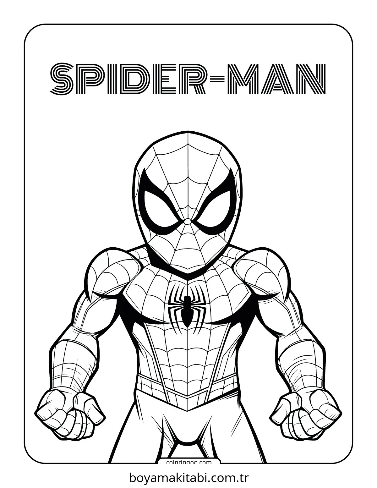 Superhero boyama sayfası – çocuk aktivitesi, PDF indir