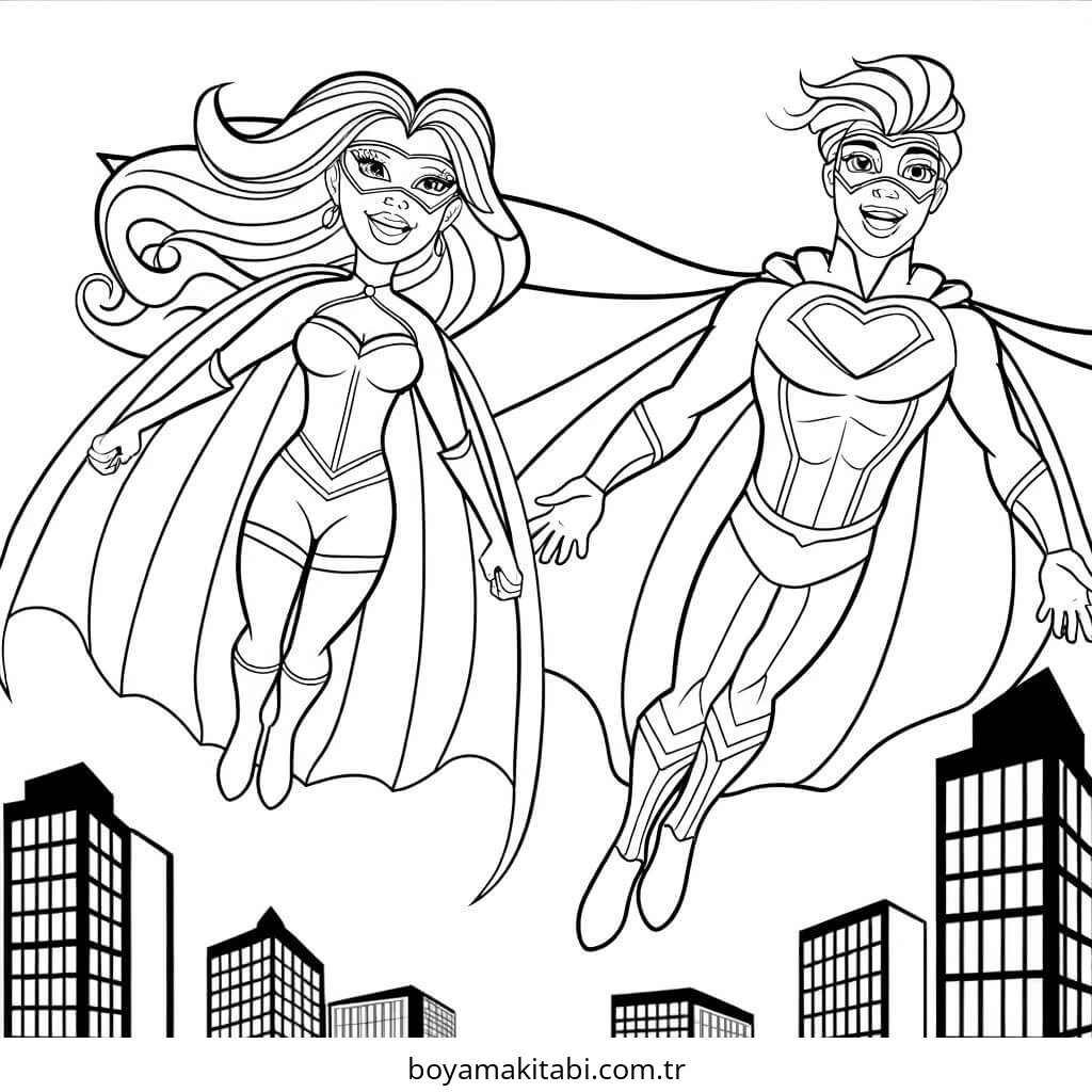 Superhero boyama sayfası – boyama etkinliği, çocuk aktivitesi