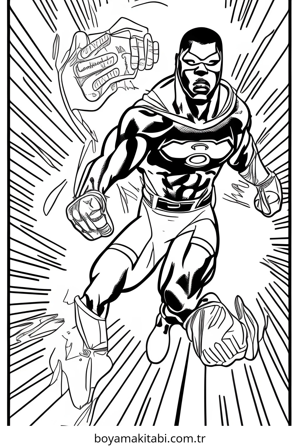 Superhero boyama sayfası – boyama çalışması, yaratıcılığı geliştirir