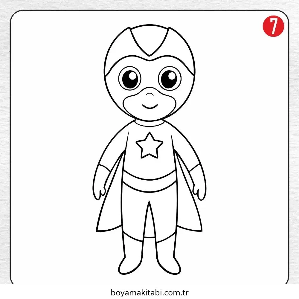 Superhero boyama sayfası – renkli çizimler, okul öncesi
