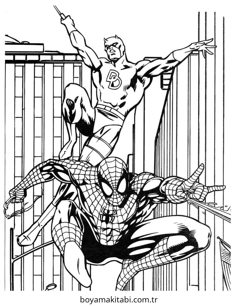 Superhero boyama sayfası – PDF indir, sevimli karakter