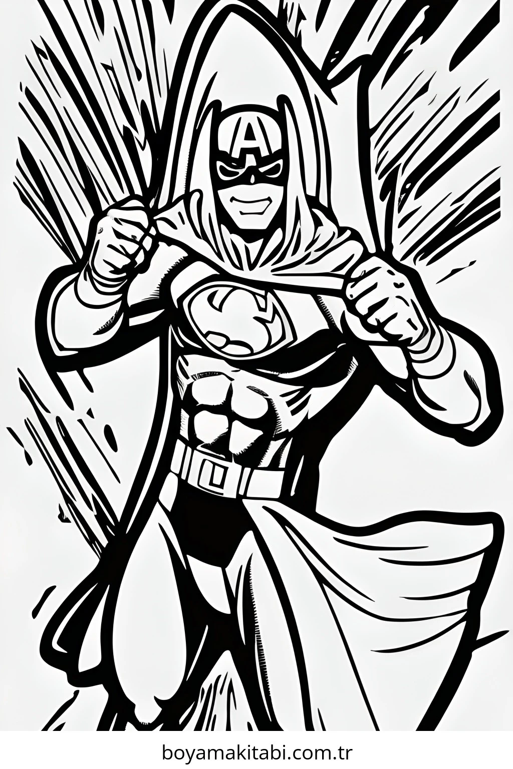 Superhero boyama sayfası – el becerilerini geliştirir, boyama çalışması