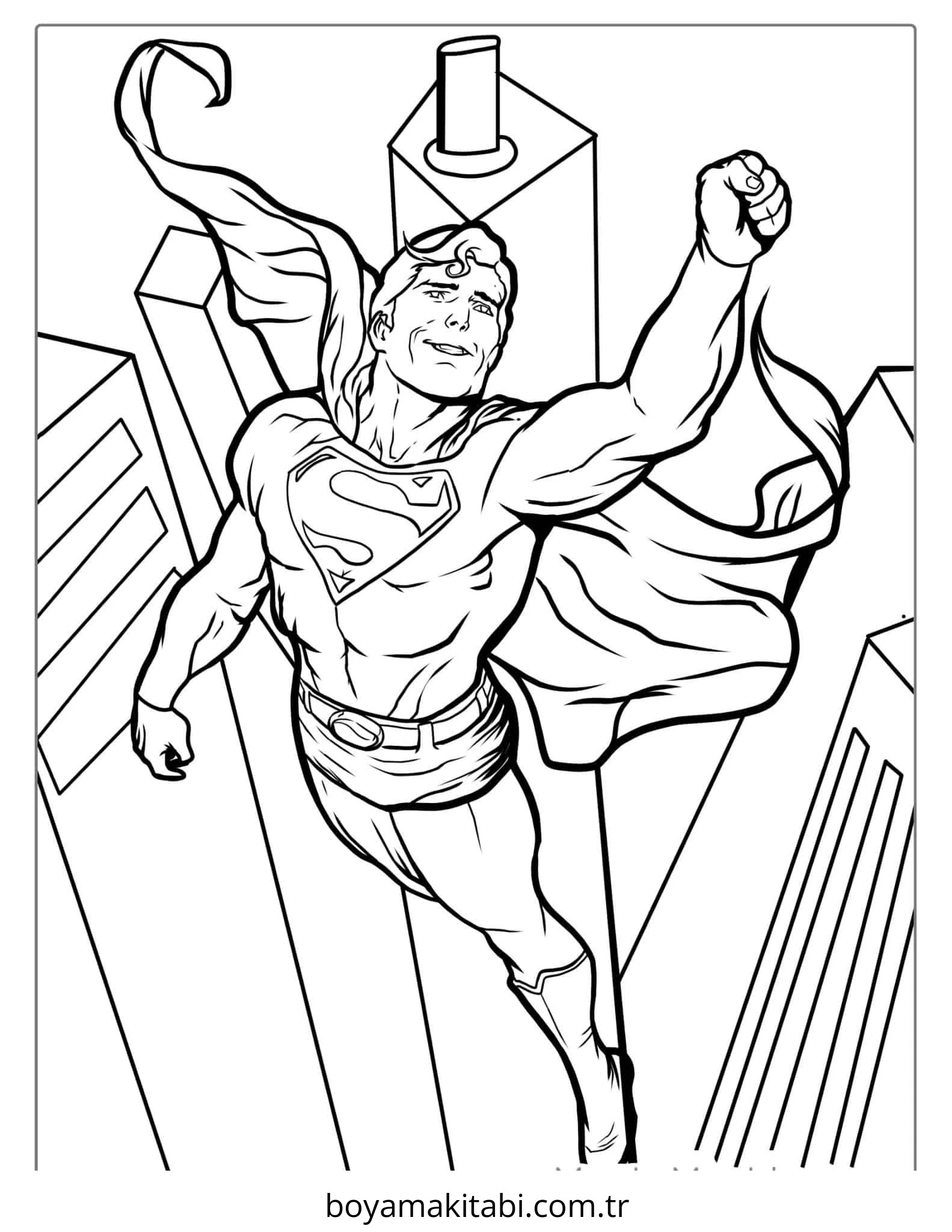Superman boyama sayfası – yaratıcılığı geliştirir, keyifli zaman