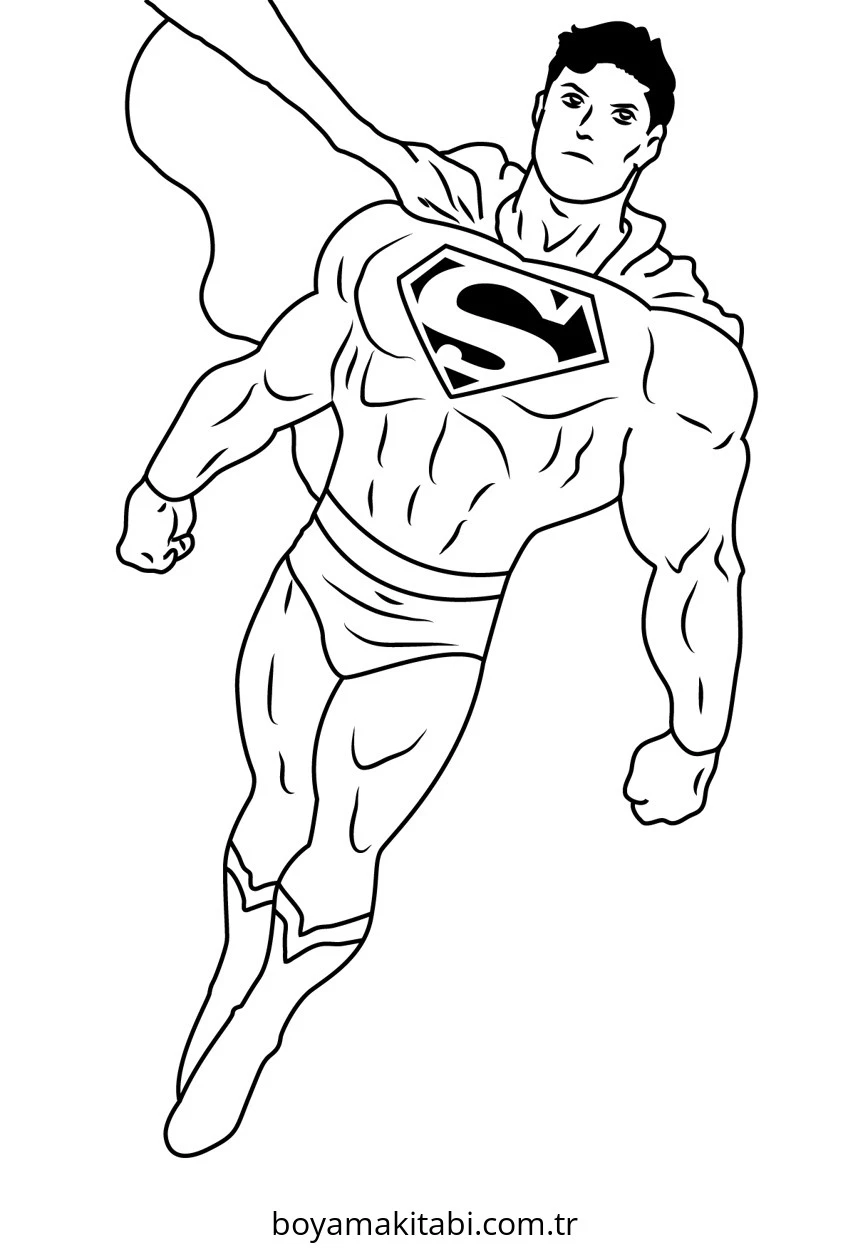 Superman boyama sayfası – sevimli karakter, sanatsal çalışma