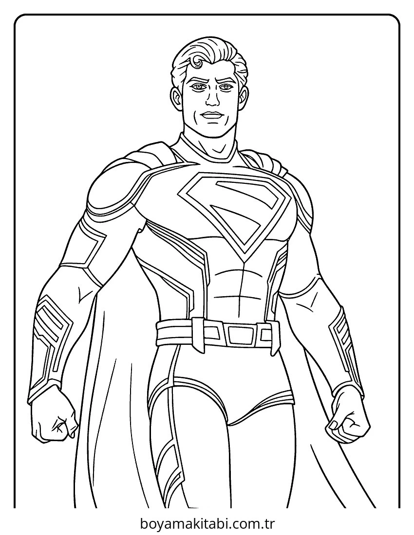 Superman boyama sayfası – çizgi film temalı, basit çizim
