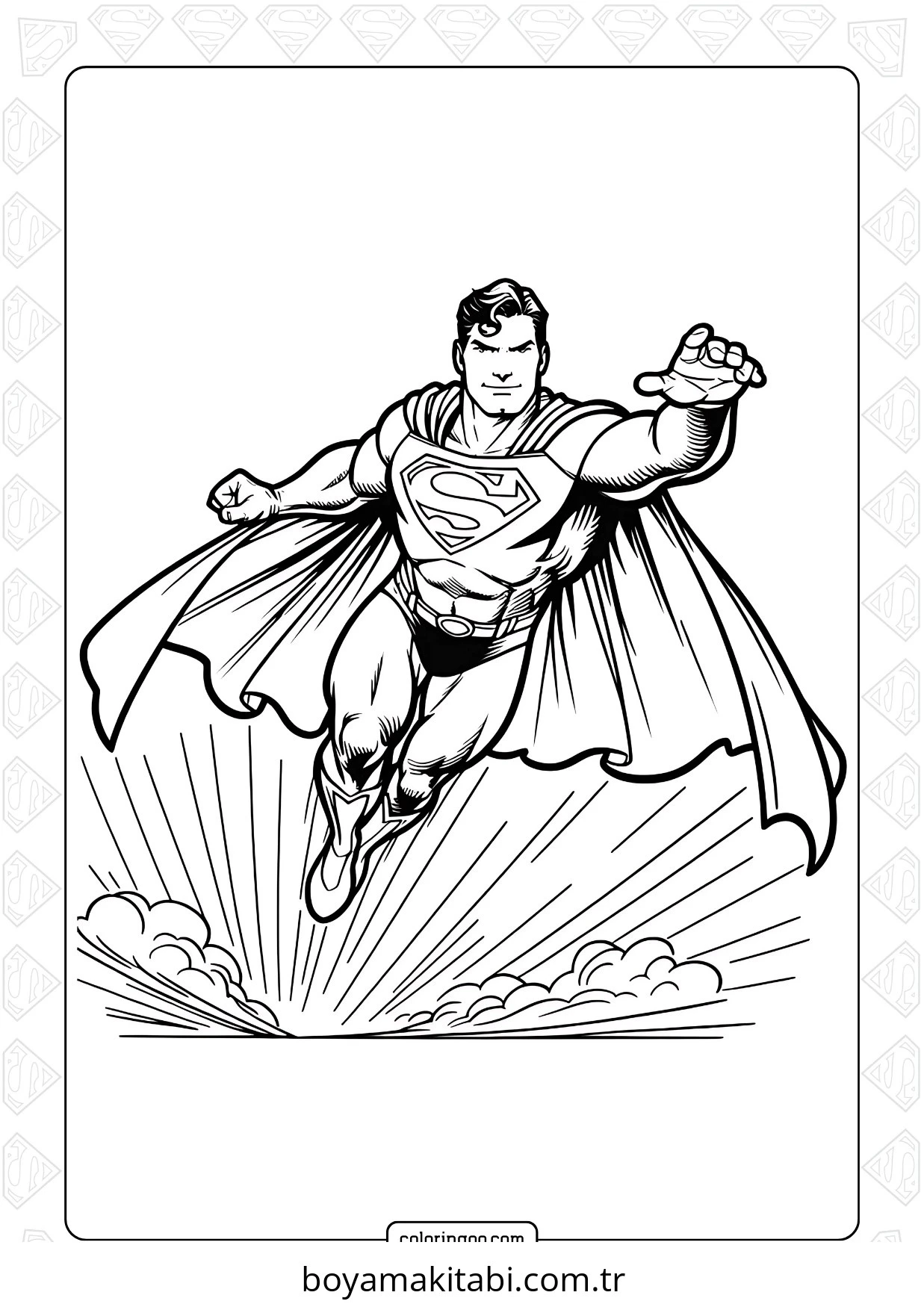 Superman boyama sayfası – evde etkinlik, ücretsiz yazdır