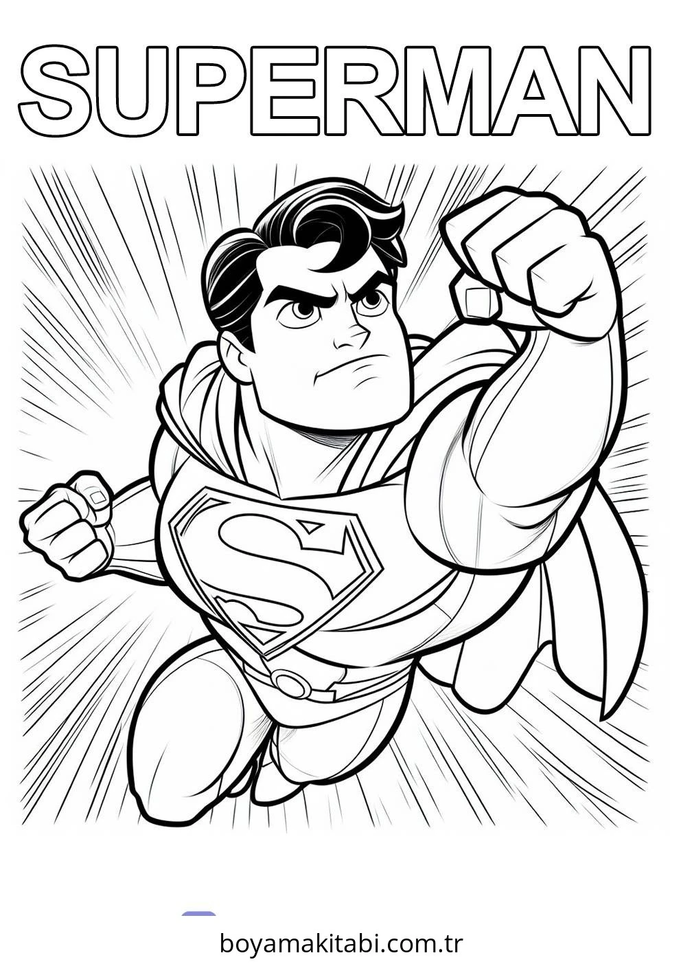 Superman boyama sayfası – basit çizim, kolay boyama