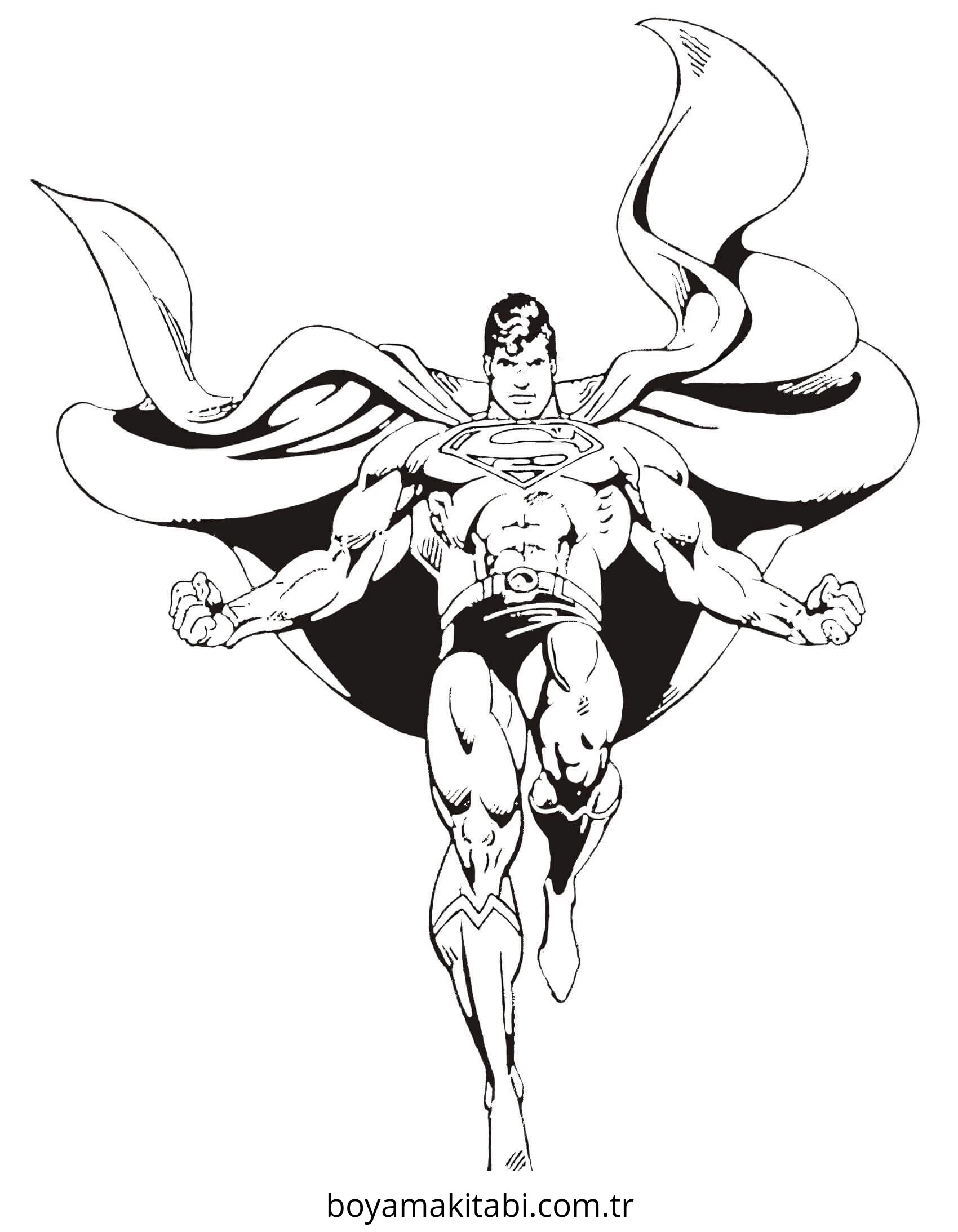 Superman boyama sayfası – boyama çalışması, yaratıcılığı geliştirir