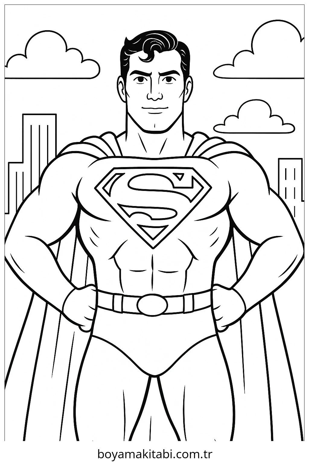 Superman boyama sayfası – PDF indir, sevimli karakter