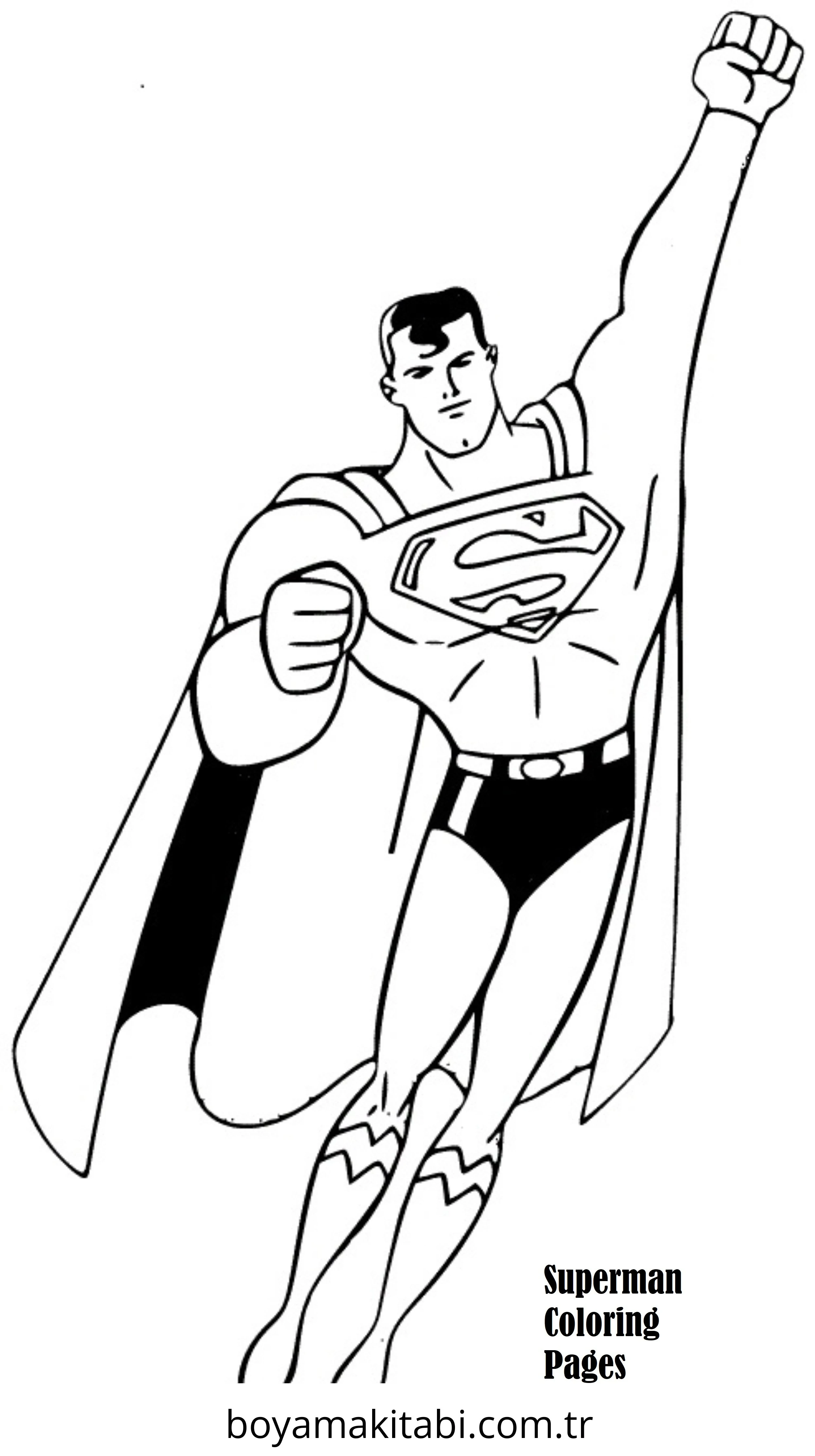 Superman boyama sayfası – kolay boyama, eğitici aktivite