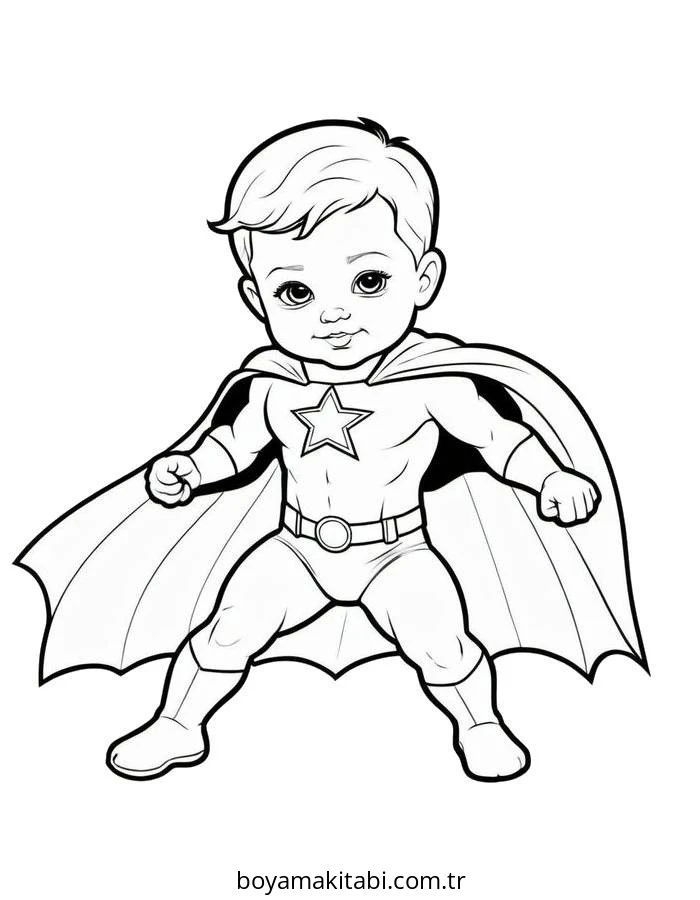 Superman boyama sayfası – eğlenceli etkinlik, el becerilerini geliştirir